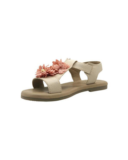 Kazarmax Beige Flower Velcro Sandals For Infants