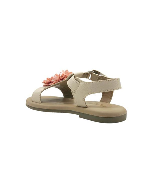 Kazarmax Beige Flower Velcro Sandals For Infants