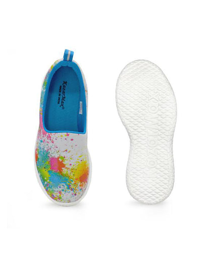 Kazarmax Multicolor Paint Splatter Slip On Loafers For Infants