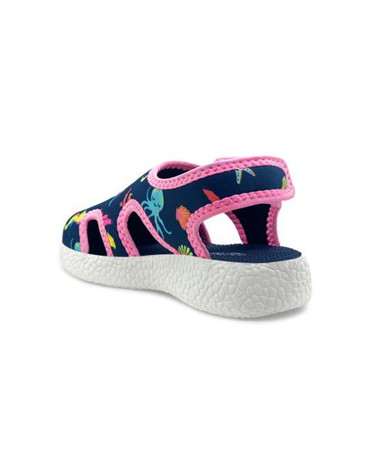 Kazarmax Navy Blue & Pink Mermaid Velcro Sandals For Infants