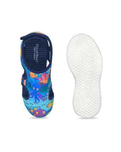 Kazarmax Blue Under The Sea Velcro Sandals For Infants