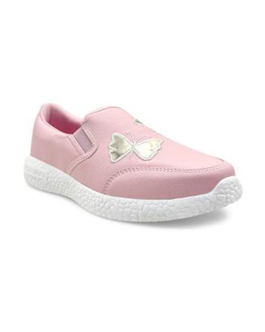 Kazarmax Peach Butterfly Slip On Loafers For Infants