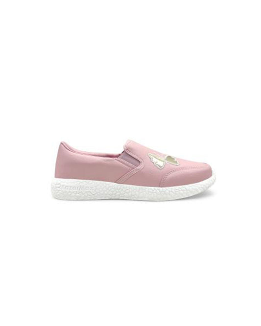 Kazarmax Peach Butterfly Slip On Loafers For Infants