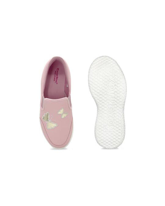 Kazarmax Peach Butterfly Slip On Loafers For Infants