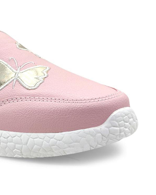 Kazarmax Peach Butterfly Slip On Loafers For Infants