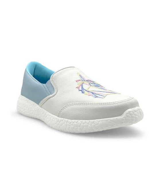 Kazarmax White Unicorn Slip On Loafers For Infants