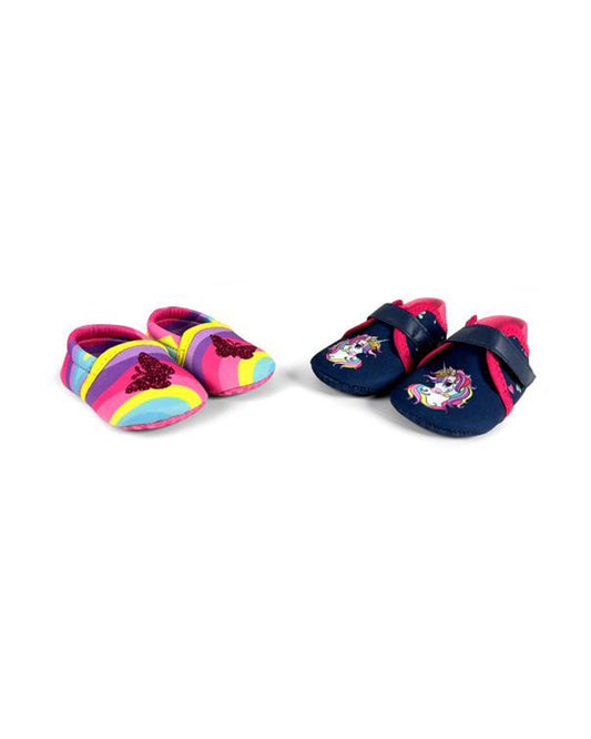 Kazarmax Multicolor Unicorn & Butterfly Print Booties-Pack of 2-For Infants