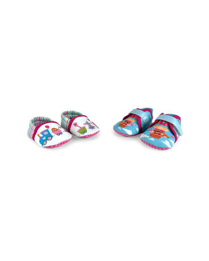 Kazarmax Blue Animal Train & Balloon Print Booties-Pack of 2-For Infants