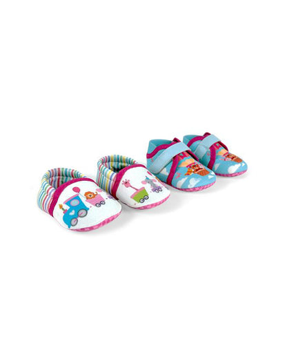 Kazarmax Blue Animal Train & Balloon Print Booties-Pack of 2-For Infants