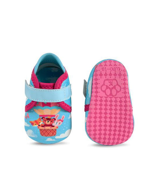 Kazarmax Blue Animal Train & Balloon Print Booties-Pack of 2-For Infants