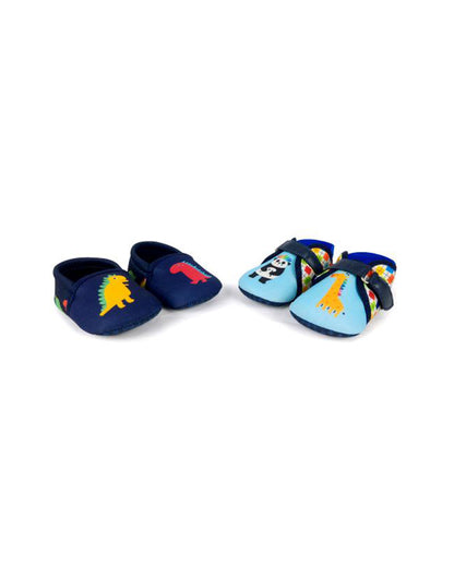 Kazarmax Multicolor Dino & Panda Print Booties-Pack of 2-For Infants