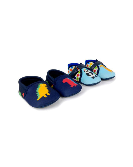 Kazarmax Multicolor Dino & Panda Print Booties-Pack of 2-For Infants