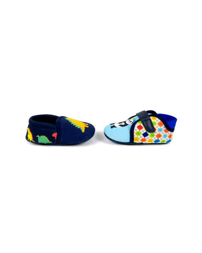 Kazarmax Multicolor Dino & Panda Print Booties-Pack of 2-For Infants