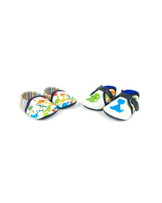 Kazarmax Multicolor Dino Print Booties-Pack of 2-For Infants