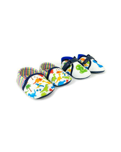 Kazarmax Multicolor Dino Print Booties-Pack of 2-For Infants