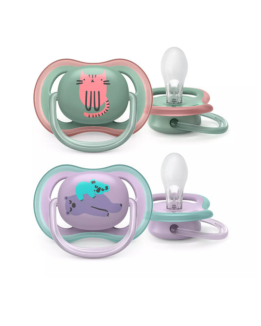 Philips Avent Ultra Air Soother-With Sterilizer Case-Orthodontic-Pack of 2-Green & Purple-6 to 18M-Pacifier