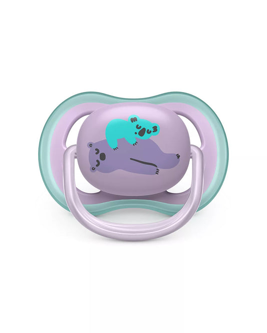 Philips Avent Ultra Air Soother-With Sterilizer Case-Orthodontic-Pack of 2-Green & Purple-6 to 18M-Pacifier