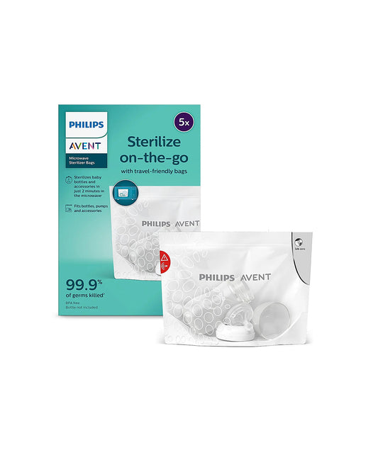 Philips Avent Microwave Sterilizer Bags-90 Sec Cycle-Pack of 5-20 Uses Per Bag