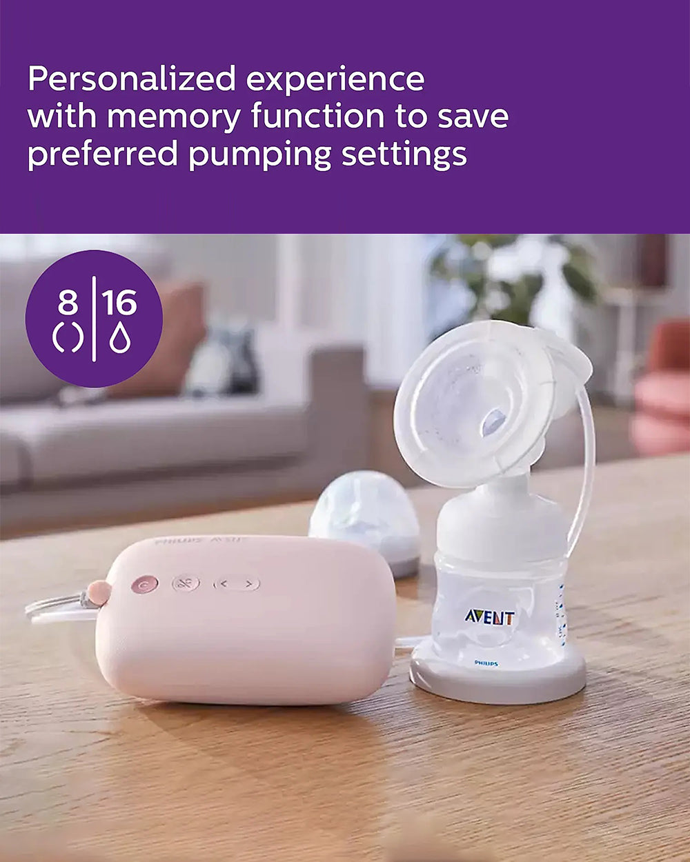 Philips Avent Single Electric Breast Pump-With Stimulation 16 Expression Settings-Comfortable Silicone Cushion-Includes Feeding Bottle (125
