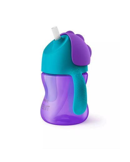 Philips Avent Straw Cup-With Flip Top Lid & Anti Leak Valve-Assorted (Purple/Blue)-200 ml