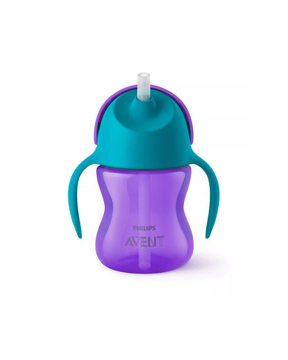 Philips Avent Straw Cup-With Flip Top Lid & Anti Leak Valve-Assorted (Purple/Blue)-200 ml