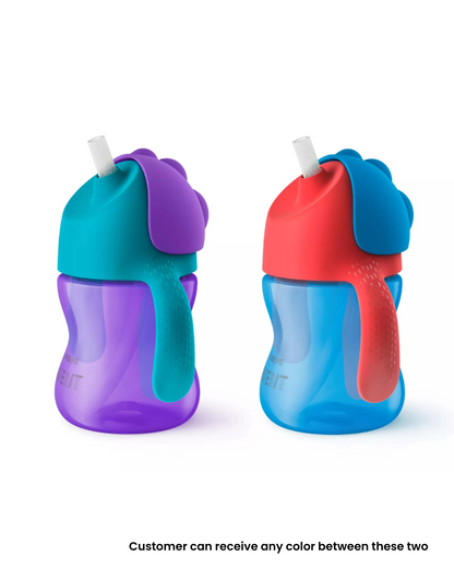 Philips Avent Straw Cup-With Flip Top Lid & Anti Leak Valve-Assorted (Purple/Blue)-200 ml