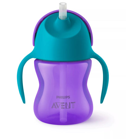 Philips Avent Straw Cup-With Flip Top Lid & Anti Leak Valve-Assorted (Purple/Blue)-200 ml