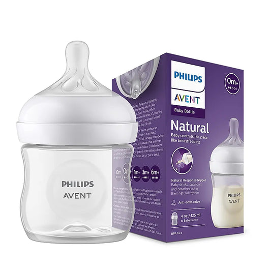 Philips Avent Natural Response Feeding Bottle-Anti Colic-125 ml-With Flow 2 Nipple-Transparent-0M+