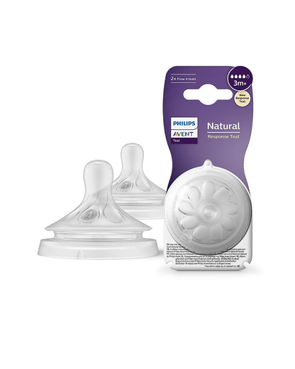 Philips Natural Response Feeding Bottle Nipple-Flow 4 (3M+)-Pack of 2-Feeding Bottle Teat