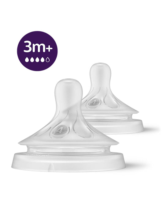 Philips Natural Response Feeding Bottle Nipple-Flow 4 (3M+)-Pack of 2-Feeding Bottle Teat