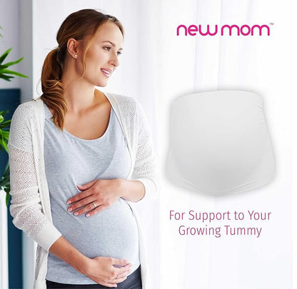 NewMom Maternity Support Belt-Growing Belly Support-Ease Back & Pelvic Pain-During Pregnancy-White