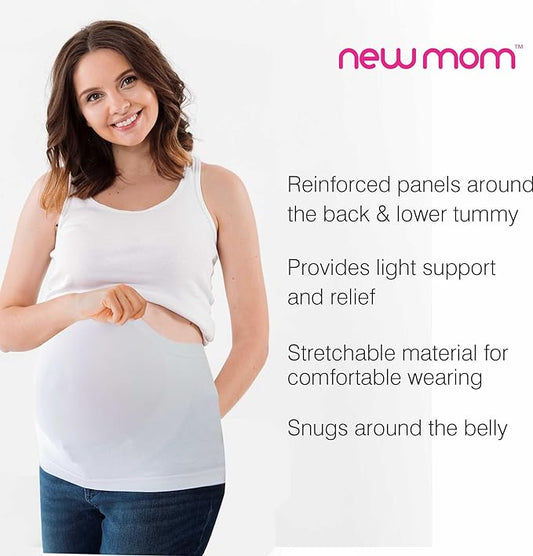 NewMom Maternity Support Belt-Growing Belly Support-Ease Back & Pelvic Pain-During Pregnancy-White