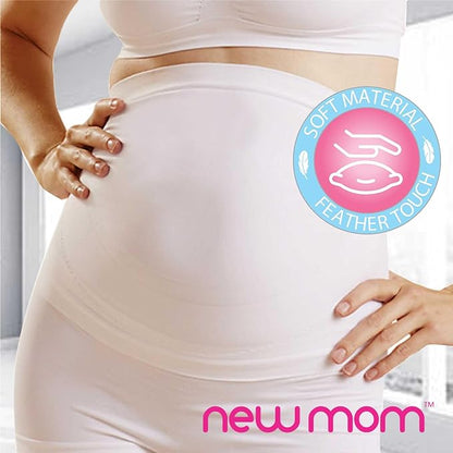 NewMom Maternity Support Belt-Growing Belly Support-Ease Back & Pelvic Pain-During Pregnancy-White