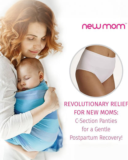 NewMom Seamless Caesarian Panties Combo Set-Black & White-Helps Postpartum Recovery-Pack of 2