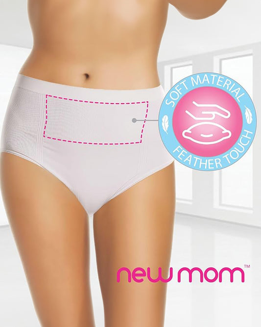 NewMom Seamless Caesarian Panties Combo Set-White & Skin-Helps Postpartum Recovery-Pack of 2