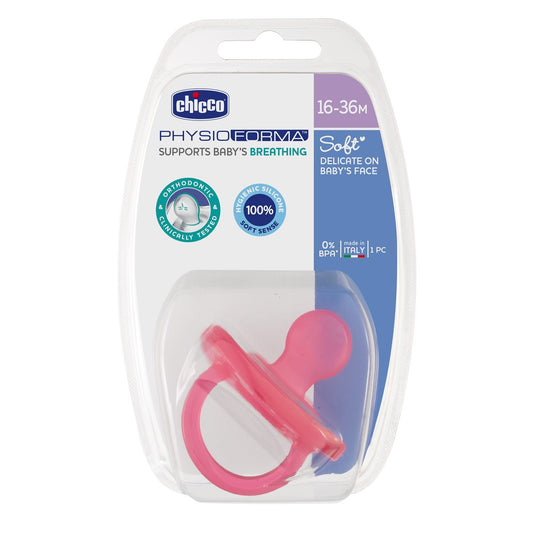 Chicco PhysioForma Soft Soother-With Ventillation Holes-Orthodontic-Pink-16 to 36M-Pacifier