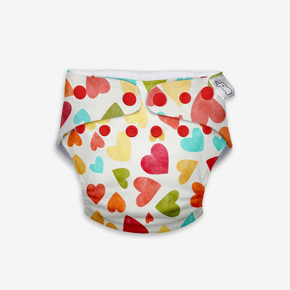 SuperBottoms Baby Hearts Freesize UNO-12 Hours Absorbency Cloth Diaper-Padded Underwear-100% Organic Cotton-Washable & Reusable-3 to 36M