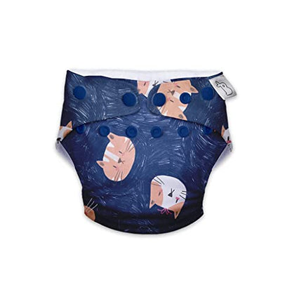 SuperBottoms Good Cat-titude Freesize UNO-12 Hours Absorbency Cloth Diaper-Padded Underwear-100% Organic Cotton-Washable & Reusable-3 to 36M