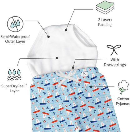 SuperBottoms Sail Tales Diaper Pants-100% Cotton-With Padded Underwear-12 to 24M