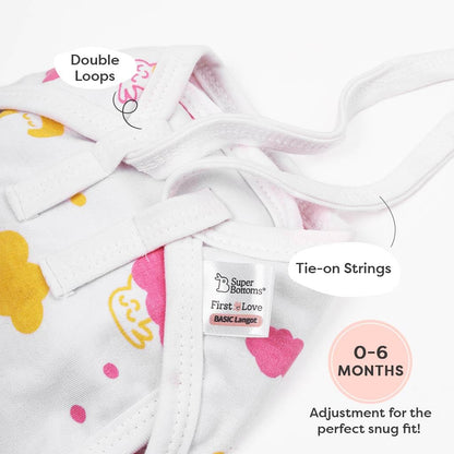 SuperBottoms Basic Langot Cloth Nappy-100% Pure Cotton-Washable & Reusable-0 to 6M-Pack of 12