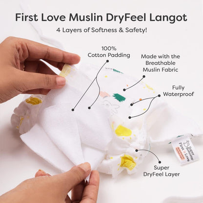 SuperBottoms First Love Dry Feel Nappy-Muslin-Washable & Reusable-Pack of 3