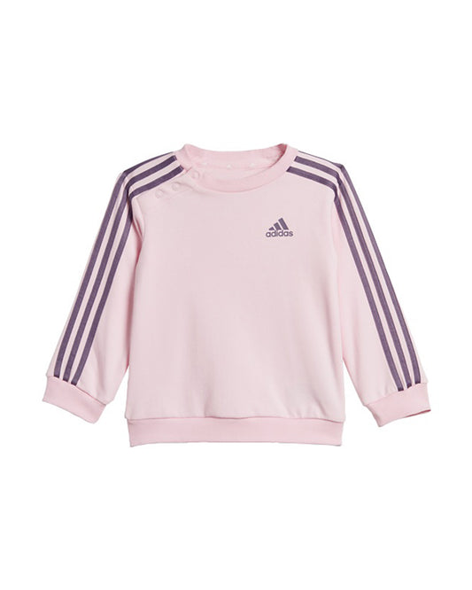Adidas Pink Track Suit-Striped-Cotton & Polyester French Terry For Infants