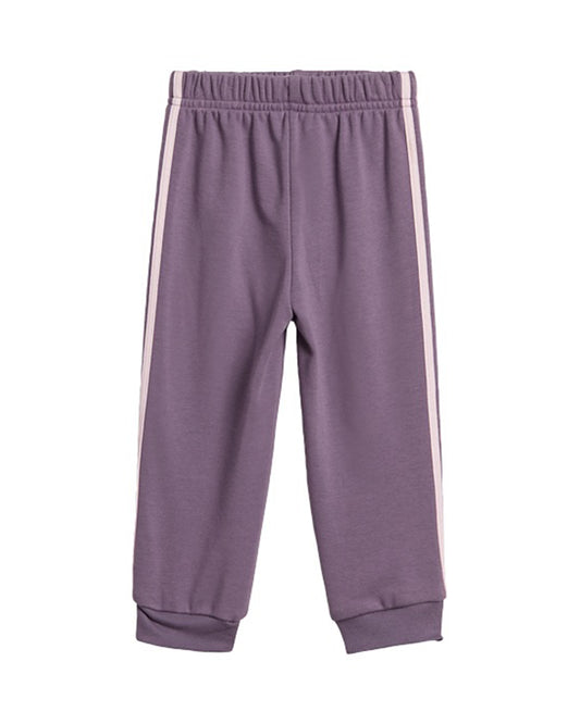 Adidas Pink Track Suit-Striped-Cotton & Polyester French Terry For Infants