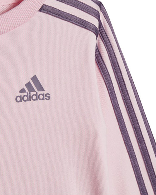 Adidas Pink Track Suit-Striped-Cotton & Polyester French Terry For Infants