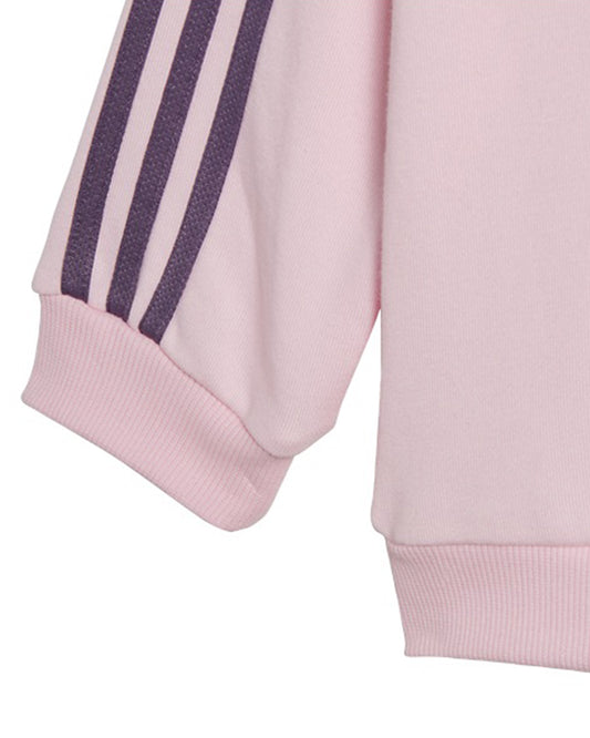 Adidas Pink Track Suit-Striped-Cotton & Polyester French Terry For Infants