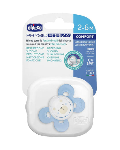 Chicco PhysioForma Comfort Soother-With Sterilizing Case-Orthodontic-Blue-0 to 6M-Pacifier