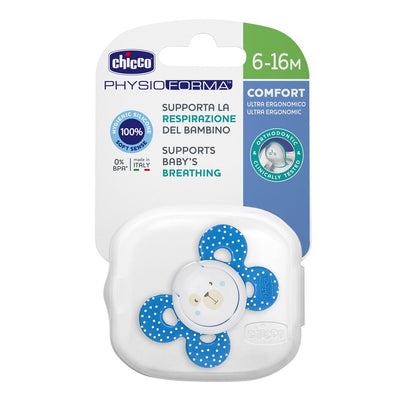 Chicco PhysioForma Comfort Soother-With Sterilizing Case-Orthodontic-Blue Lumi-6 to 16M-Pacifier