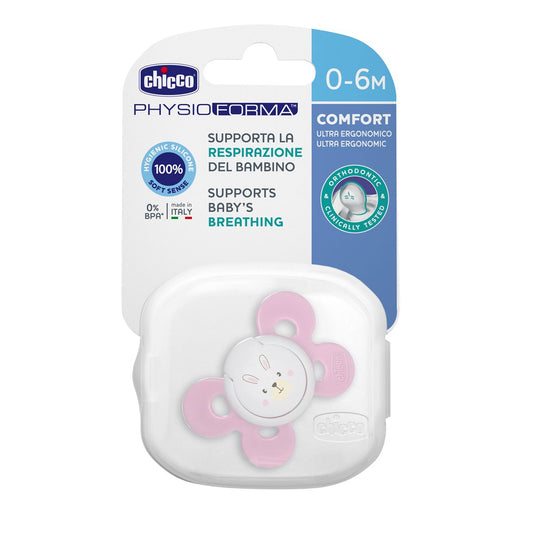 Chicco PhysioForma Comfort Soother-With Sterilizing Case-Orthodontic-Pink Lumi-0 to 6M-Pacifier