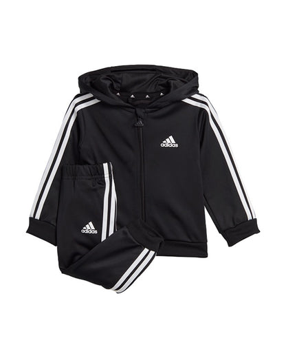 Adidas Black Track Suit-Striped-Cotton & Polyester-French Terry For Infants