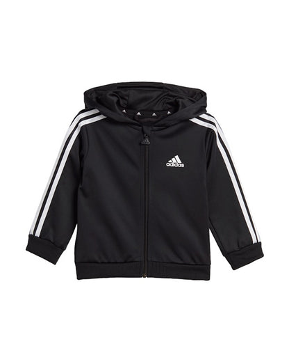 Adidas Black Track Suit-Striped-Cotton Polyester French Terry